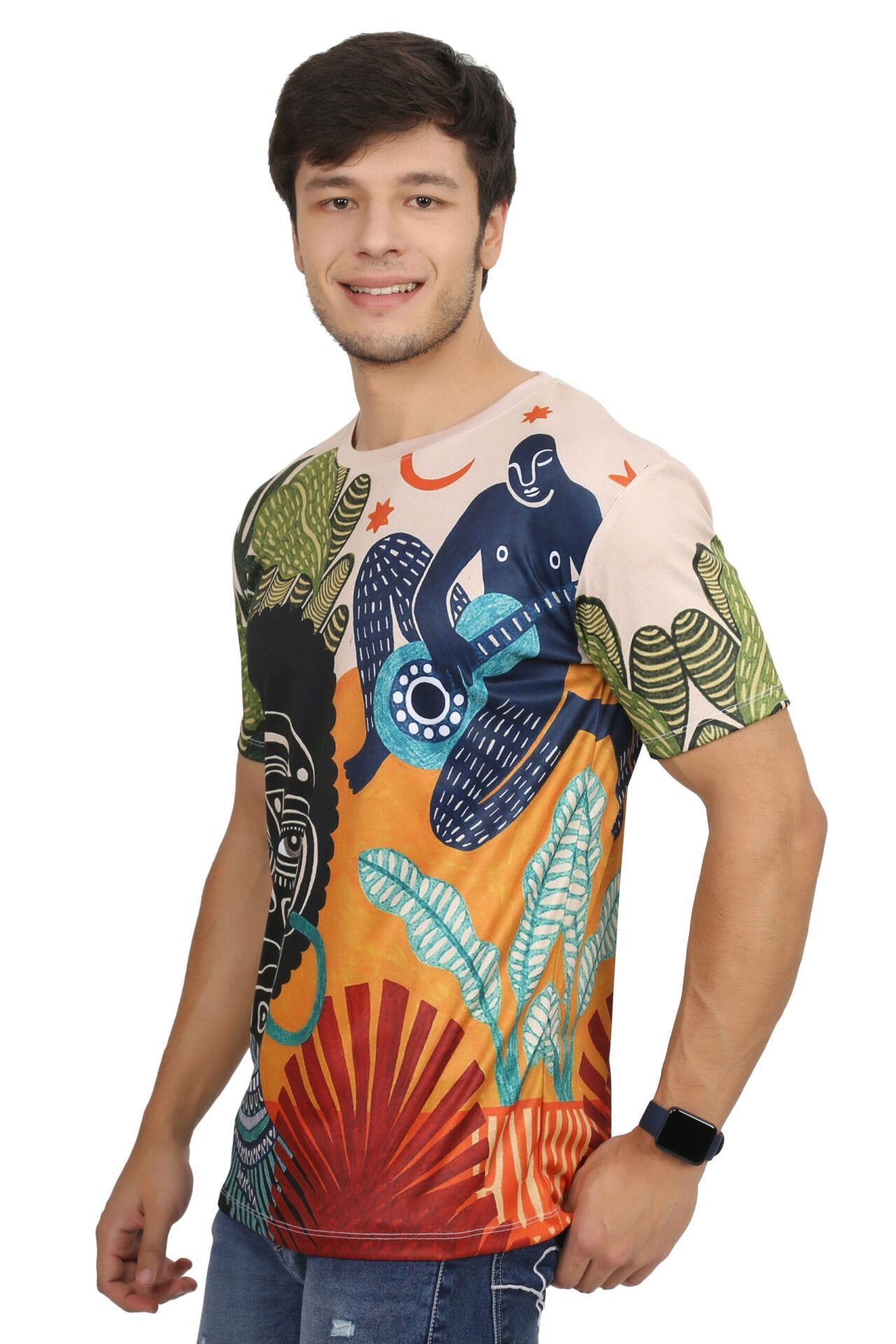 Ninth RAY Men's Amazon Tribe T-Shirts Digital Printed Slim fit - Lycra Dry Fit Material Summer Round-Neck Men Multicolour Limited Quantity…