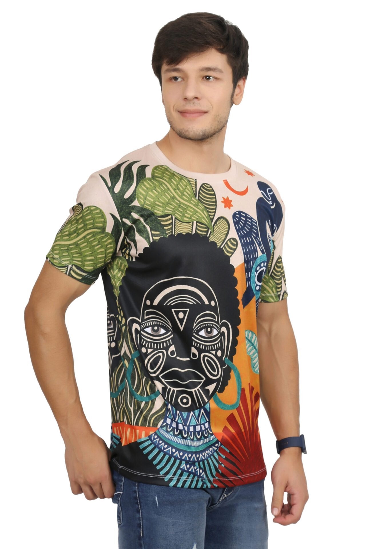 Ninth RAY Men's Amazon Tribe T-Shirts Digital Printed Slim fit - Lycra Dry Fit Material Summer Round-Neck Men Multicolour Limited Quantity…