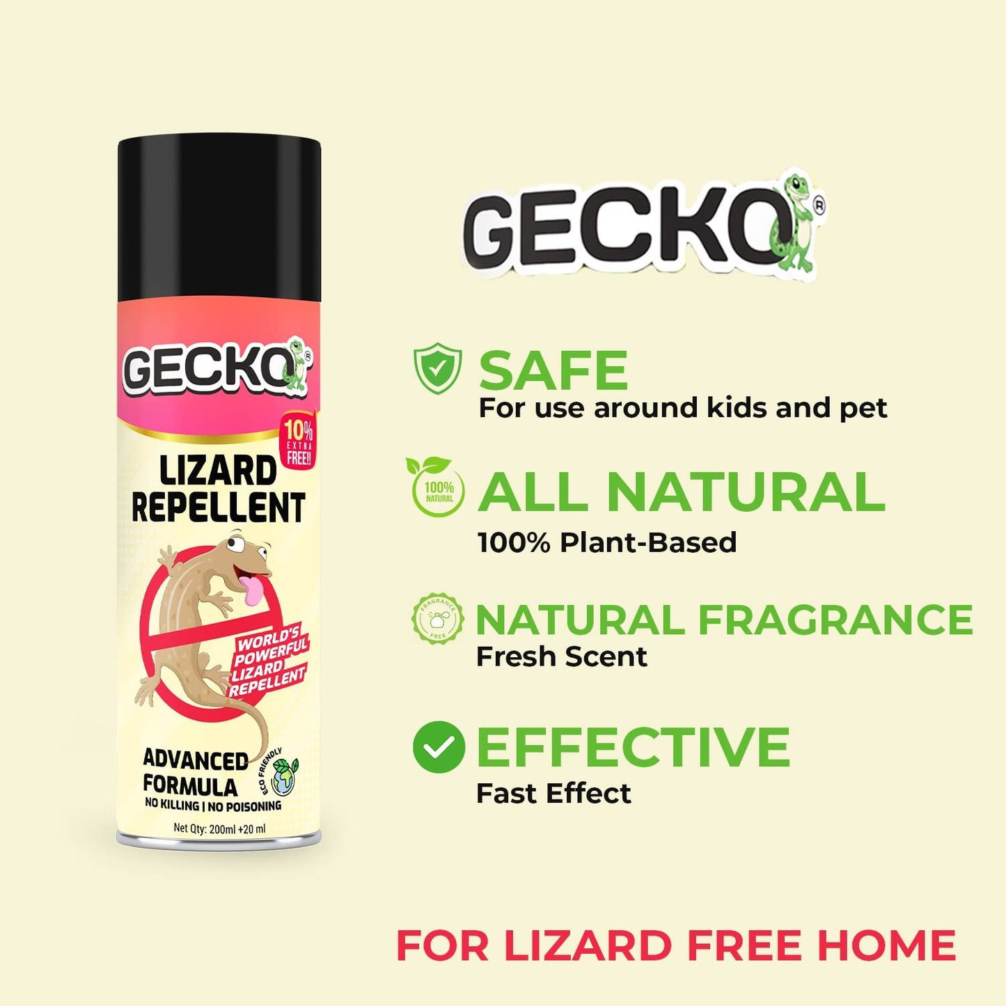 Gecko India's First Aerosol Based Lizard Spray Herbal Lizard Repellent Spray | 220ml