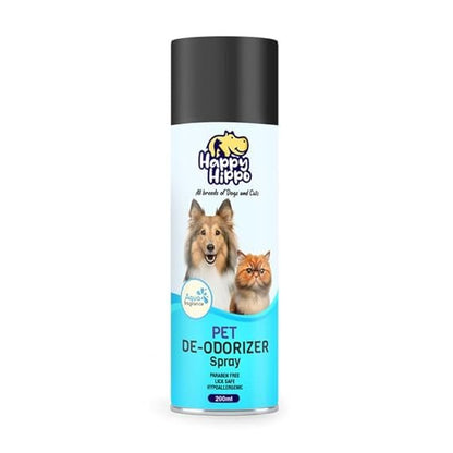 Happy Hippo Odour Remover Spray for Dogs & Cats - Dog Odour Remover Spray - Aqua Fragrance Harsh Chemical Free & Plant Based Formula - 200ml