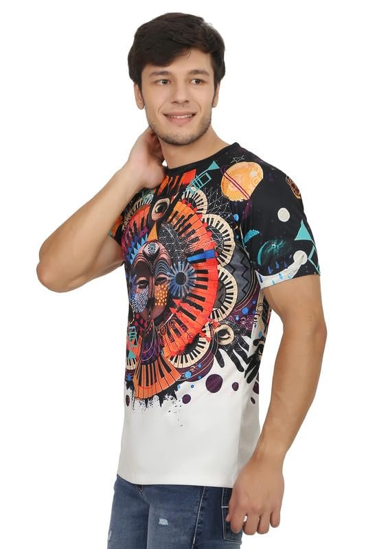 Shadow Securitronics Ninth RAY Men's Tee Vintage Aztec Inca T-Shirts Digital Printed Slim fit - Lycra Dry Fit Material Summer Round-Neck Short Sleeve Shirts for Men