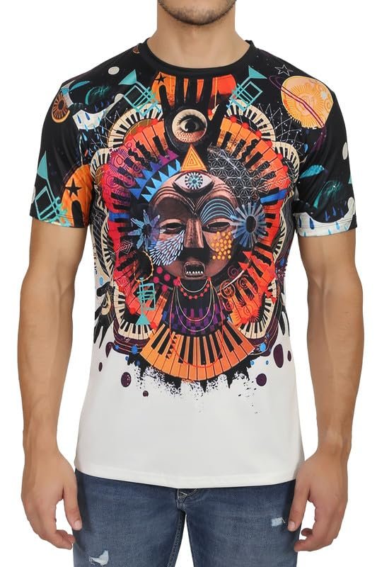 Shadow Securitronics Ninth RAY Men's Tee Vintage Aztec Inca T-Shirts Digital Printed Slim fit - Lycra Dry Fit Material Summer Round-Neck Short Sleeve Shirts for Men