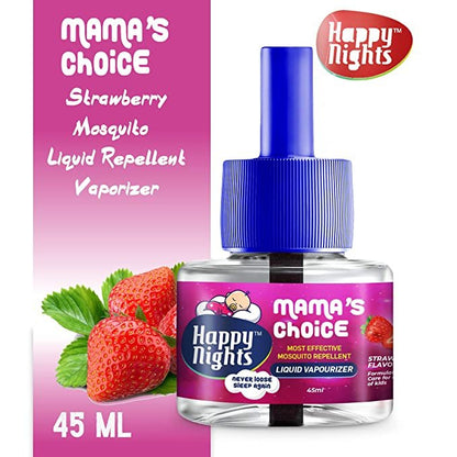Happy Nights Strawberry Mosquito Repellent Vaporizer (45ml) with Machine