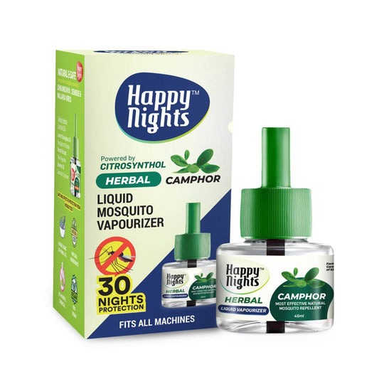 Happy Nights Camphor Mosquito Repellent Refill -45ml with machine
