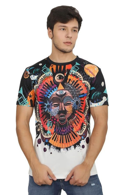 Shadow Securitronics Ninth RAY Men's Tee Vintage Aztec Inca T-Shirts Digital Printed Slim fit - Lycra Dry Fit Material Summer Round-Neck Short Sleeve Shirts for Men