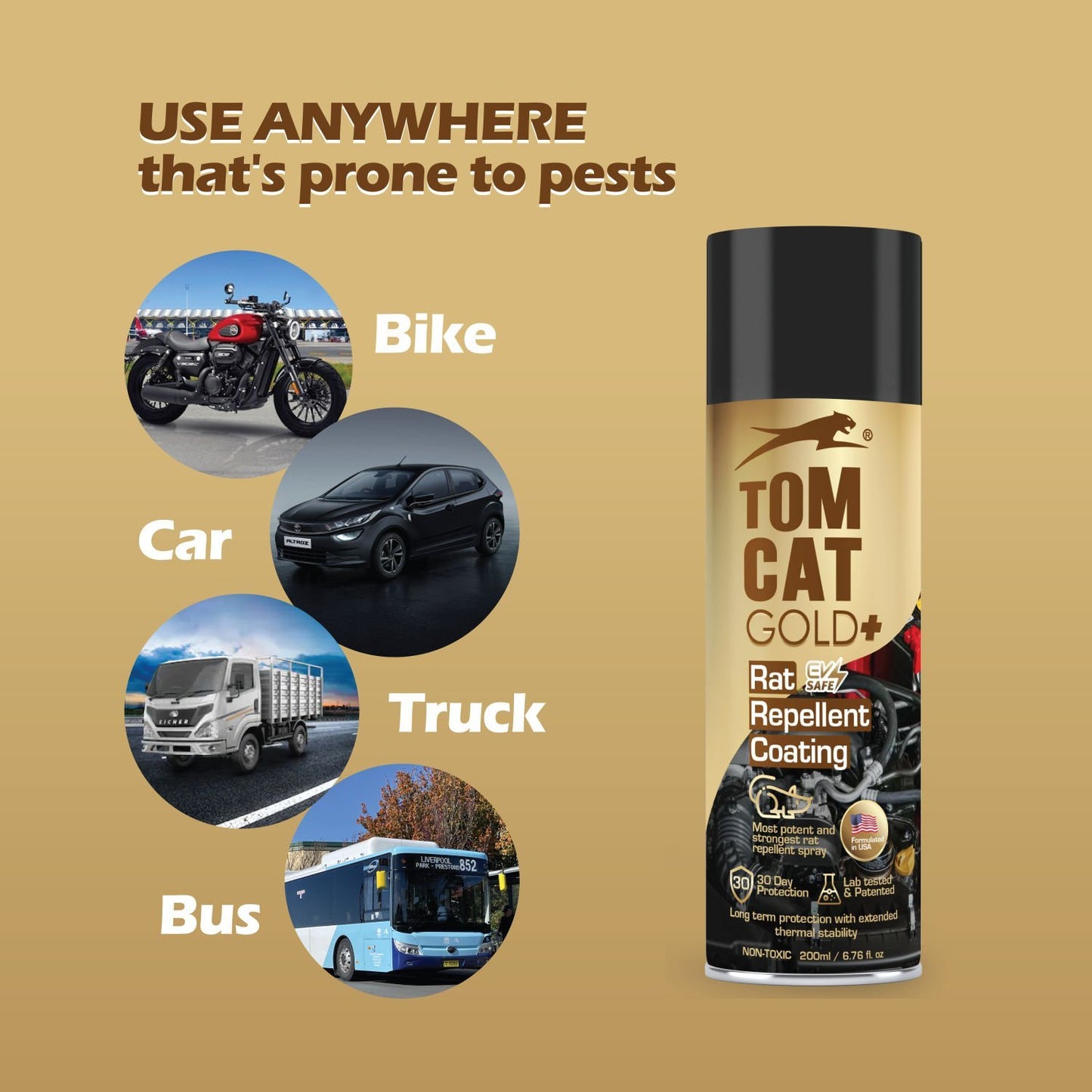 Rat Repellent spray for Cars - TomCat Gold 200ml