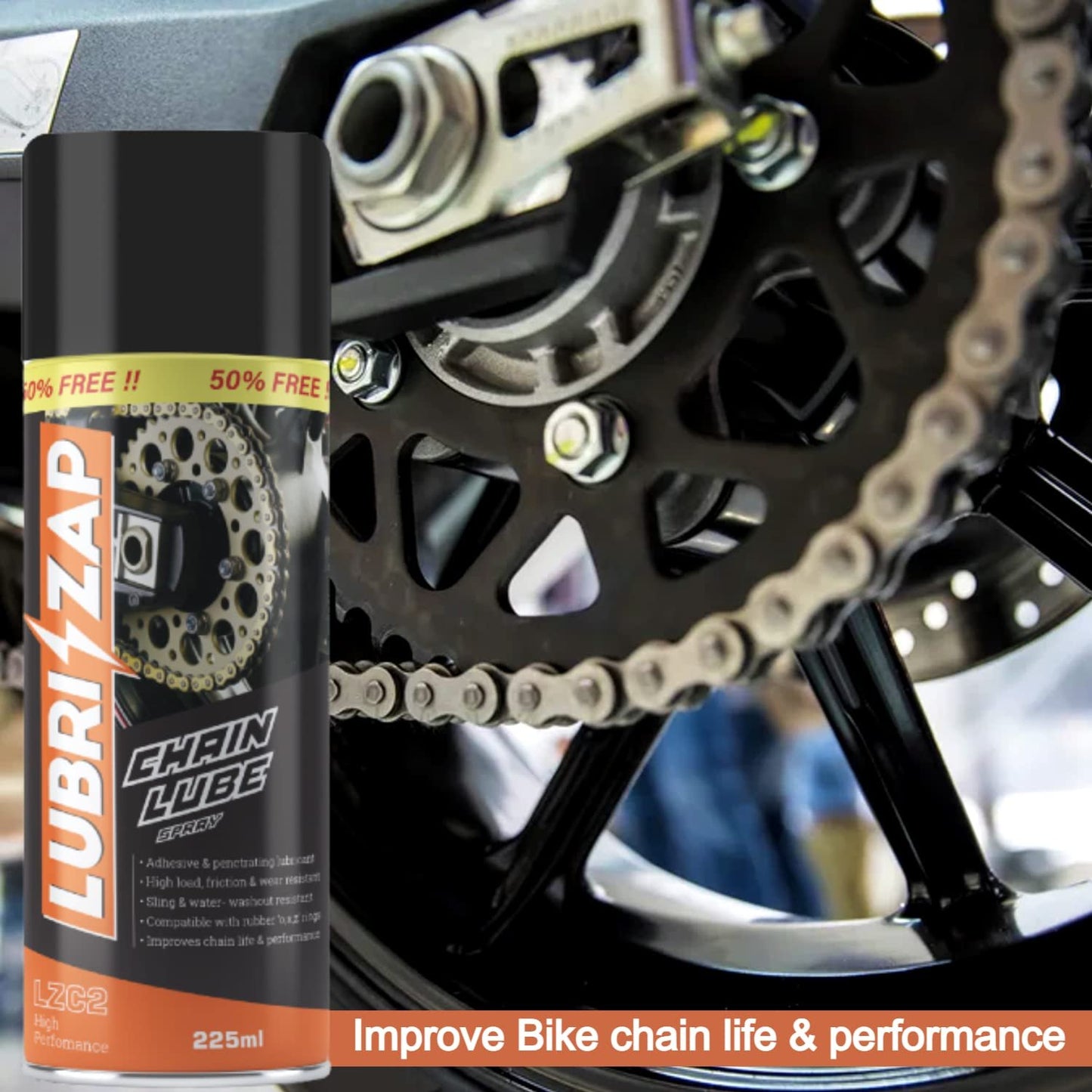 Lubrizap Bike Chain Lubricant Spray - 225ml