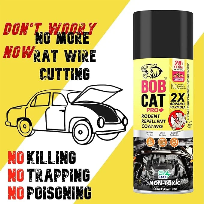 Shadow Securitronics BOB CAT 120ml Car Rat Repellent/Rodent Spray | 2X Advance Formula | Non- Toxic Rat Repeal Spray | 120ml Rat Repellent