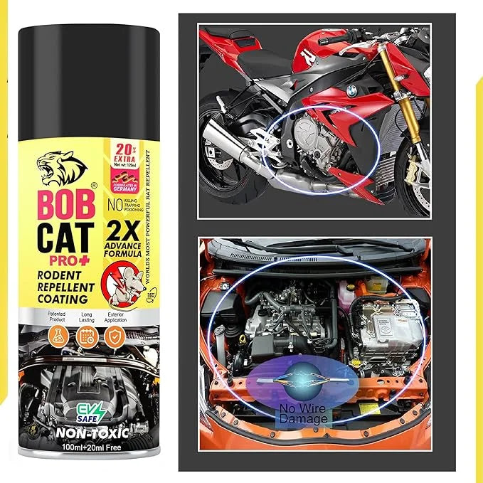 Shadow Securitronics BOB CAT 120ml Car Rat Repellent/Rodent Spray | 2X Advance Formula | Non- Toxic Rat Repeal Spray | 120ml Rat Repellent