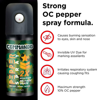 Commando 2X  Strong  Dome Type Pepper Spray  - 55ml (pack of 1)