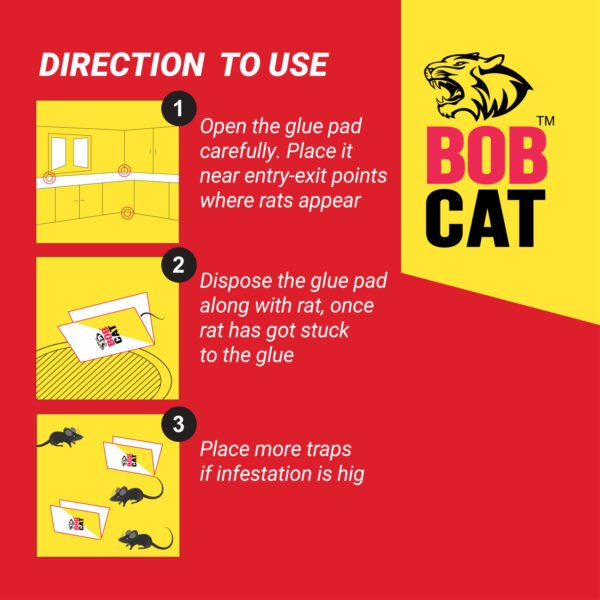 BOB CAT Jumbo Yellow Sticky Trap for Rats, Whiteflies & Aphids | Insect Catcher Pads for Home, Kitchen, Office & Agriculture | Pesticide Free, Non-Toxic, Easy to Use Glue Trap Sheets