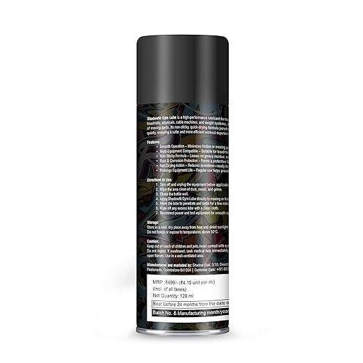 4bxt1xp1QPsK7cM.jpg Shadow Fit Gym Lubricant Spray for Treadmills 120 ML| Pack of 1