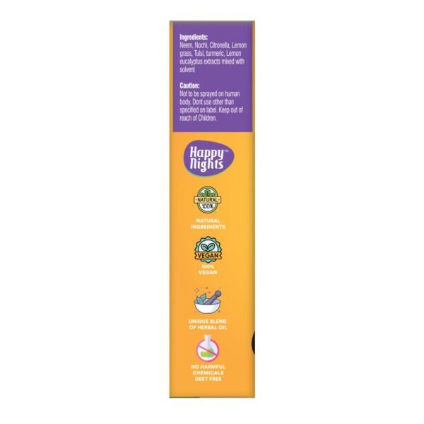 5177ZQyfXyL._SL1500_.jpg Happy Nights Herbal Mosquito Repellent Room Spray | Orange Fragrance | Natural, Chemical-Free | Long-Lasting Mosquito Protection | 100ml | Pack of 1 | FORMULATION 1X Pack of 1