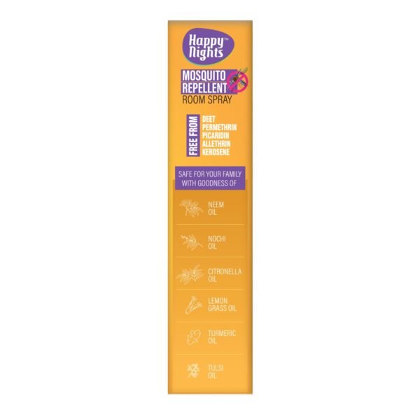 51NyAsyKrmL._SL1500_.jpg Happy Nights Herbal Mosquito Repellent Room Spray | Orange Fragrance | Natural, Chemical-Free | Long-Lasting Mosquito Protection | 100ml | Pack of 1 | FORMULATION 1X Pack of 1