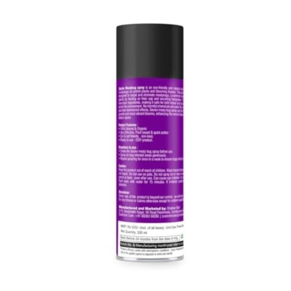 Gecko Mealy Bugs Repellent Spray for plants|Natural Germs Repellent for plants|No Harmful Chemicals| Indoor & Outdoor Plants| Ready to Use|Helps in Plant Growth|Pack of 1 (200 ML) 200 ML
