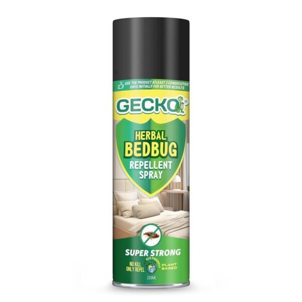 Gecko Natural Bed Bug Spray | Non-Toxic & Fast-Acting | Khatmal Repellent |Anti-Bed Bug Treatment for Home, Mattress, Sofa | Plant-Based Insect Control |Safe for Kids & Pets | Pack of 1 | 200ml | FORMULATION 10X