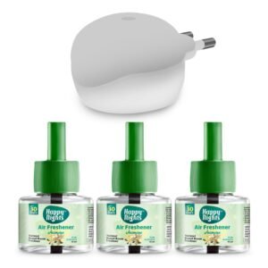 615-lurVUyL._SL1500_.jpg Happy Nights Plug In Room Freshener Kit | Jasmine Fragrance | Floral Air Freshener for Home, Bedroom, Bathroom, Office and Living Spaces | Long-Lasting & Safe | 3 Refill (45ml) + 1 Machine