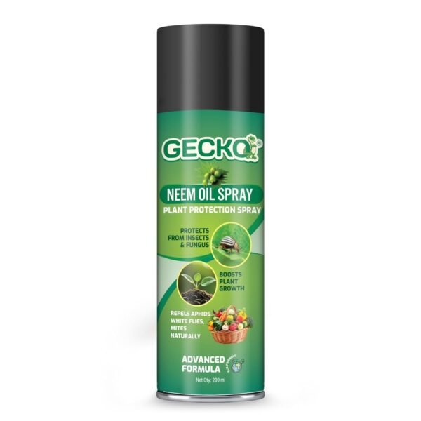 Gecko Cold Pressed Water Soluble Aerosol Neem Oil Spray Plants & Garden For Indoor And Outdoor Removes Aphids Mites Whiteflies Fungus Thriphs Mildew | 1x200ml | FORMULATION X2 200ML