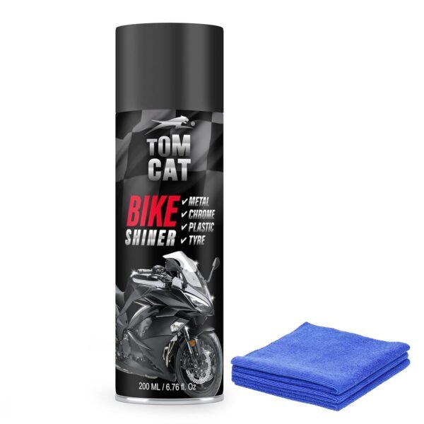 61FAD7zYSqL._SL1500_.jpg Tom Cat Bike/Scooty Shiner Spray Multi Surface Polish Spray|Quick Bike Cleaning Glossy Polish Spray for Bike Cleaning | Motorbike Shine Cleaning Spray | Protectant Spray Bike Shiner | Pack of 1(200ml) 200ML