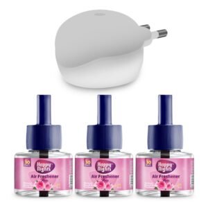 61Vbhkkk6CL._SL1500_.jpg Happy Nights Plug In Room Freshener Kit | Rose Fragrance | Floral Air Freshener for Home, Bedroom, Bathroom, Office and Living Spaces | Long-Lasting & Safe | 3 Refill (45ml) + 1 Machine