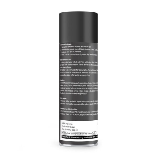 61aKhEwuMtL._SL1500_.jpg Tom Cat Bike/Scooty Shiner Spray Multi Surface Polish Spray|Quick Bike Cleaning Glossy Polish Spray for Bike Cleaning | Motorbike Shine Cleaning Spray | Protectant Spray Bike Shiner | Pack of 1(200ml) 200ML