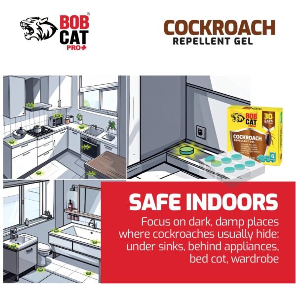 BOB CAT Natural Cockroach Repellent Gel | 100% Herbal | 30 Days Strong Protection