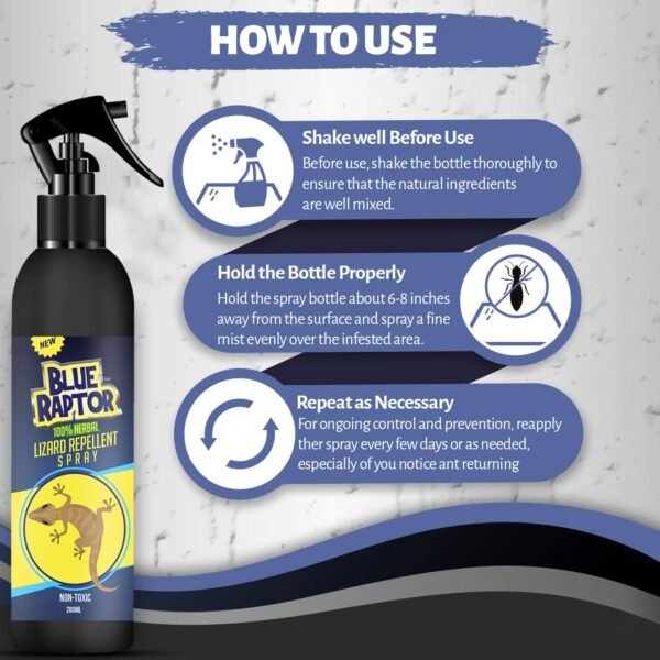 71GjoGU8Y6L._SL1500_.jpg Blue Raptor Lizard Repellent Spray | Herbal | Eco-Friendly | Chemical-Free | Repels Lizards | Food-Safe | Plant-Based | 200ml | Pack of 1 | FORMULATION 2X Pack of 1