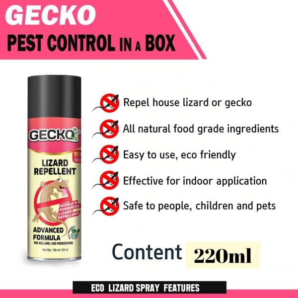 71NtOfM7gSL._SL1500_.jpg Gecko India's First Aerosol-Based Herbal Lizard Repellent Spray | Odourless, Eco-Friendly & Safe for Home Use | Long-Lasting 15-Day Protection | Gentle Plant-Based Formula | 120ml | FORMULATION 10X 120ML