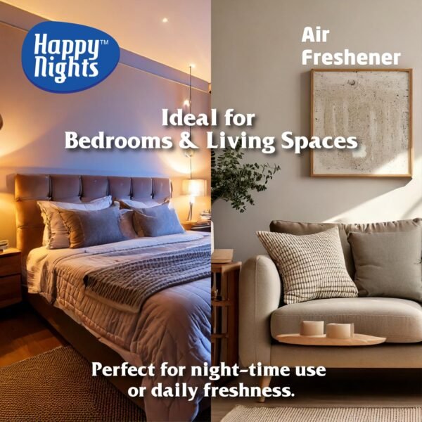Happy Nights Plug In Room Freshener Combo | Jasmine, Lavender & Rose Fragrance | Floral Room Freshener for Home, Office, Bedroom & Bathroom | Long-Lasting & Safe | 3 Refills (45ml Each) + 1 Machine