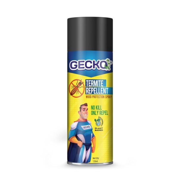 71SfhpmO3NL._SL1500_.jpg Gecko Termite Repellent Spray | 100% Herbal Wood Protection | Effective Against Termites, Borers & Insects | Safe for Furniture in Home, Kitchen & Office | 120ml | FORMULATION 10X 120ML