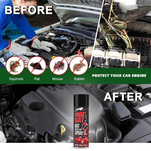 71TCWjVLAFL._SL1001_.jpg Tom Cat Rat Repellent Car Spray for Cars with Dashboard Cleaner Spray for Instant Shine,Odour Free Rodent Repellent Spray for Car Engines and Dashboard Cleaner Vinyl/Leather/Rich Matte Finish- Combo
