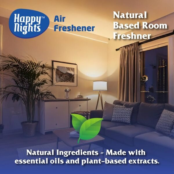 Happy Nights Plug In Room Freshener Kit | Champa Fragrance | Floral Air Freshener for Home, Bedroom, Bathroom, Office and Living Spaces | Long-Lasting & Safe | 3 Refill (45ml) + 1 Machine 45ML