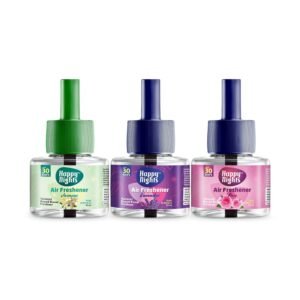 71b9-mxYHCL._SL1500_.jpg Happy Nights Plug In Room Freshener Combo | Jasmine, Lavender & Rose Fragrance | Floral Room Freshener for Home, Office, Bedroom & Bathroom | Long-Lasting & Safe | 3 Refills (45ml Each) + 1 Machine