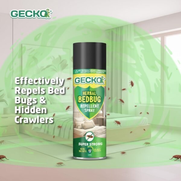 Gecko Natural Bed Bug Spray | Non-Toxic & Fast-Acting | Khatmal Repellent |Anti-Bed Bug Treatment for Home, Mattress, Sofa | Plant-Based Insect Control |Safe for Kids & Pets | Pack of 1 | 200ml | FORMULATION 10X