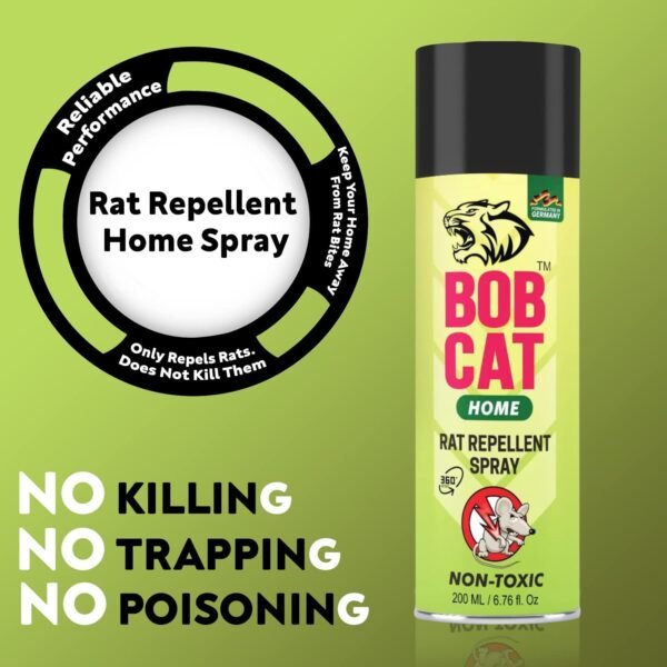 71fujmiHWDL._SL1500_.jpg BOB CAT No Entry Rat Repellent Home Protection Spray| Rodent Spray | Anti Rat Spray | Natural & Non-Toxic Mouse and Rodent Repellent | Quick, Easy Pest Control for Home | Pack of 1 x 200ml 200ML