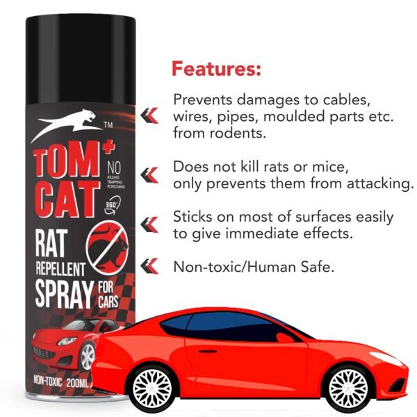 Shadow Securitronics Tom Cat Rat Repellent Spray For Cars 120Ml Highly Effective Protect Wires In Car,Bike&Outdoor Utilities Non Toxic Only Repels 6-8 Weeks Protection 100Ml-FORMULATION 2X Pack of 1