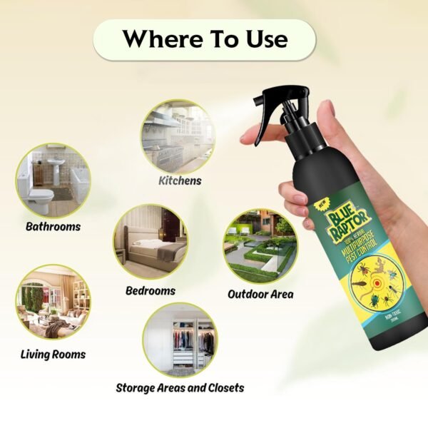 Blue Raptor All-In-One Insect Control Spray | Repels Cockroaches, Bed Bugs, Spiders | Natural, Non-Toxic | Easy-to-Use | 200ml | Pack of 1 | FORMULATION 2X 200ML
