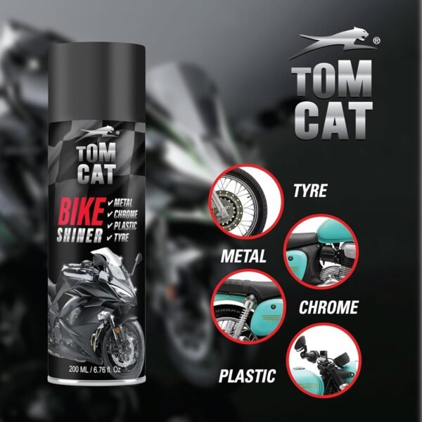71rS5apH13L._SL1500_.jpg Tom Cat Bike/Scooty Shiner Spray Multi Surface Polish Spray|Quick Bike Cleaning Glossy Polish Spray for Bike Cleaning | Motorbike Shine Cleaning Spray | Protectant Spray Bike Shiner | Pack of 1(200ml) 200ML