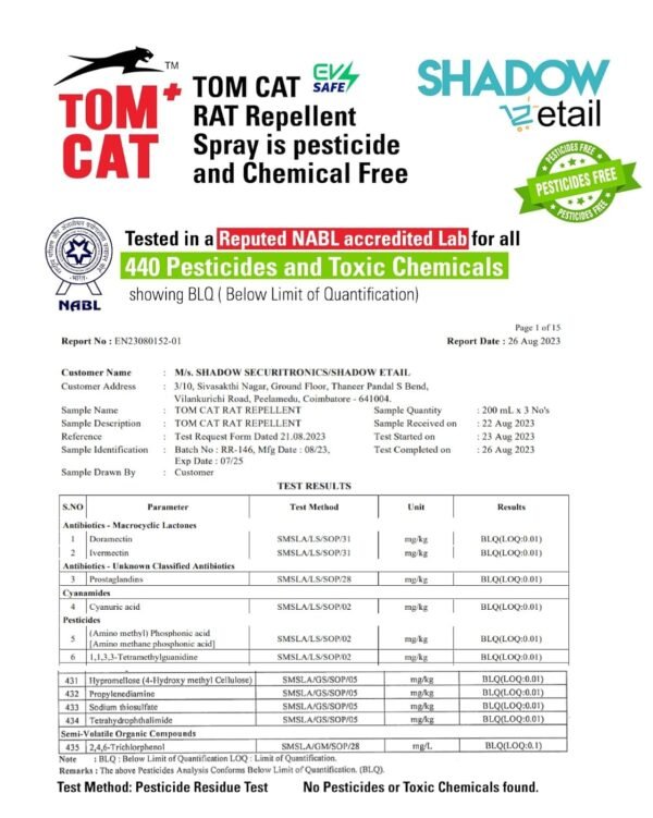 Shadow Securitronics Tom Cat Rat Repellent Spray For Cars 120Ml Highly Effective Protect Wires In Car,Bike&Outdoor Utilities Non Toxic Only Repels 6-8 Weeks Protection 100Ml-FORMULATION 2X Pack of 1