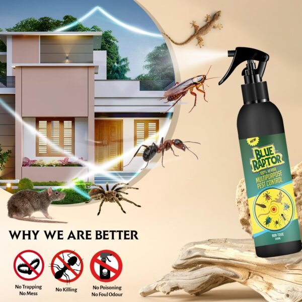 Blue Raptor All-In-One Insect Control Spray | Repels Cockroaches, Bed Bugs, Spiders | Natural, Non-Toxic | Easy-to-Use | 200ml | Pack of 1 | FORMULATION 2X 200ML