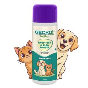 Gecko Pet Pro 2X Anti-Tick & Flea Powder for Dogs & Cats | Neem, Lavender & Calendula | Extra Strength Tick & Flea Control | Gentle Coat Care | Safe for Regular Use | 120g