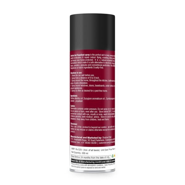 71ysQq0R1cL._SL1500_.jpg Shadow Securitronics Ant Repellent Spray 200ML | 100% Herbal | Baby-Safe, Pet-Friendly | Red Ant Repellent for Home, Kitchen, Office | Anti Ant Spray | 10X Formulation | Pack of 1 Pack of 1