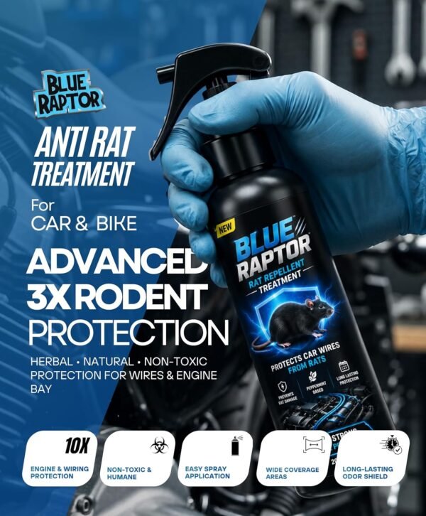 81-EJboVr9L._SL1500_ Blue Raptor No Entry Rat Repellent Car Spray for Cars Highly Effective Easy to Spray, Odour Free Rodent Repellent Spray for Cars (Pack of 1-200ml - FORMULATION 3X 200ML