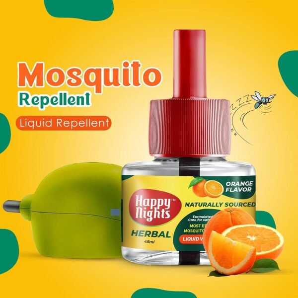 812JcixfWzL._SL1500_.jpg Happy Nights Orange Mosquito Refill | Herbal Orange Repellent | Repellent | Insect Vaporizer | Prevent from Mosquito | Completely Herbal Safe for variationren | 45 ml (Pack of 12 Refill plus 1 machine) Pack of 12