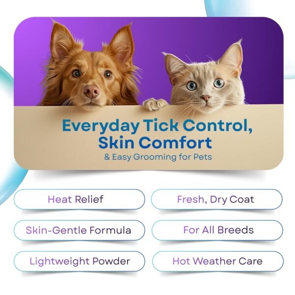 Gecko Pet Pro 2X Pet Cooling Powder for Dogs & Cats | Lavender & Aloe Vera | Extra Strength Deodorizer for Strong Odor Control | Summer Cooling Powder | Safe for Regular Use | 120g