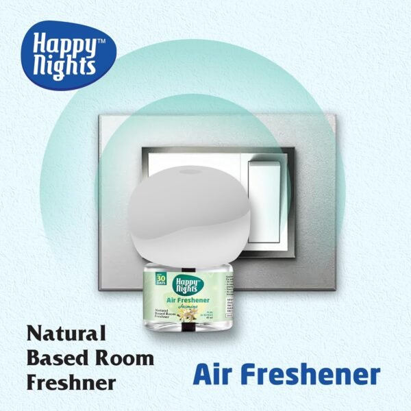 Happy Nights Plug In Room Freshener Kit | Jasmine Fragrance | Floral Air Freshener for Home, Bedroom, Bathroom, Office and Living Spaces | Long-Lasting & Safe | 3 Refill (45ml) + 1 Machine