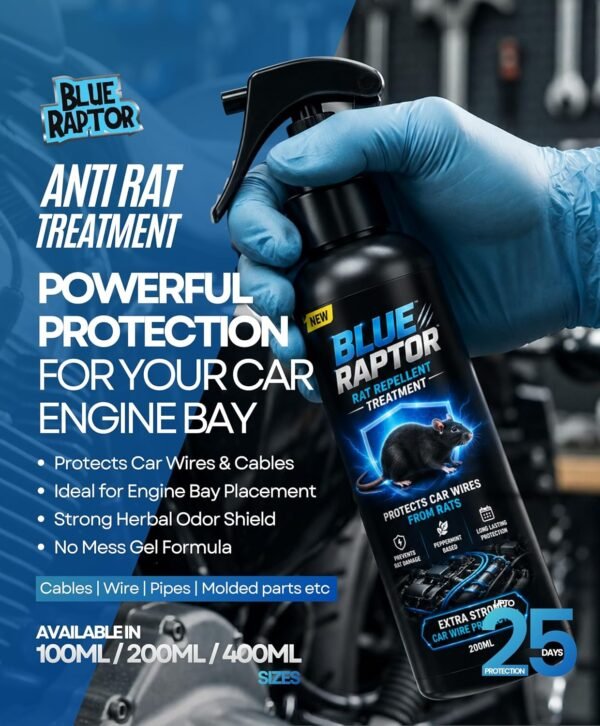 81JlaICPOnL._SL1500_ Blue Raptor No Entry Rat Repellent Car Spray for Cars Highly Effective Easy to Spray, Odour Free Rodent Repellent Spray for Cars (Pack of 1-200ml - FORMULATION 3X 200ML