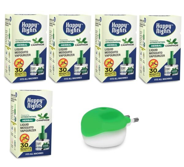 81RnwD1RWpL._SL1500_.jpg Shadow Securitronics Happy Nights Mosquito Repellent Vaporizer, Indoor Mosquito Liquid Repellent, 45Ml (Camphor, Pack of 5 Refills + 1 Machine) 45ML
