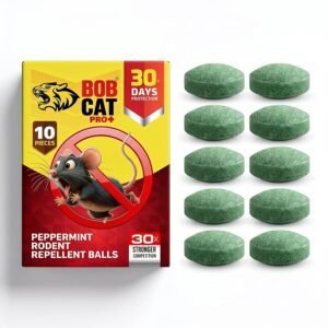 81WBrq4yoBL._SL1500_ BOB CAT Pro+ Peppermint Repellent Rat Balls | Protection from Rodent | Safe No-Kill | 100% Herbal & Natural | 30-Day Protection | for Car, Home,Warehouse,Factory & Office | 10 Piece | Formulation 4X