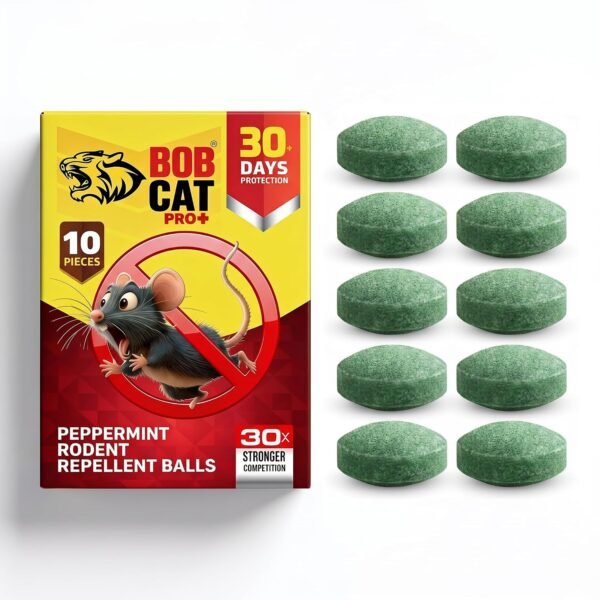 81WBrq4yoBL._SL1500_ BOB CAT Pro+ Peppermint Repellent Rat Balls | Protection from Rodent | Safe No-Kill | 100% Herbal & Natural | 30-Day Protection | for Car, Home,Warehouse,Factory & Office | 10 Piece | Formulation 4X